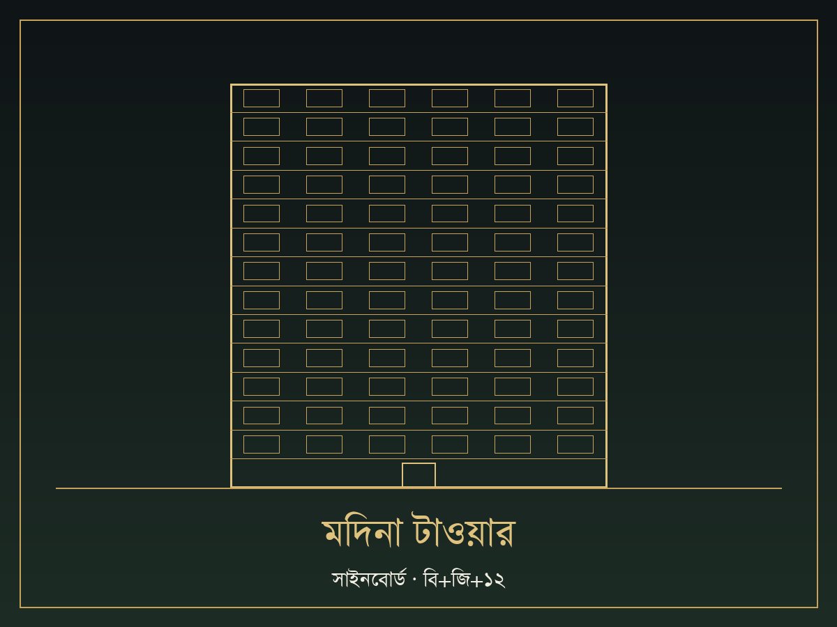 মদিনা টাওয়ার, সাইনবোর্ড থেকে আধা কিলোমিটার ভিতরে, লিংক রোড, ঢাকা–নারায়ণগঞ্জ হাইওয়ের সাথে